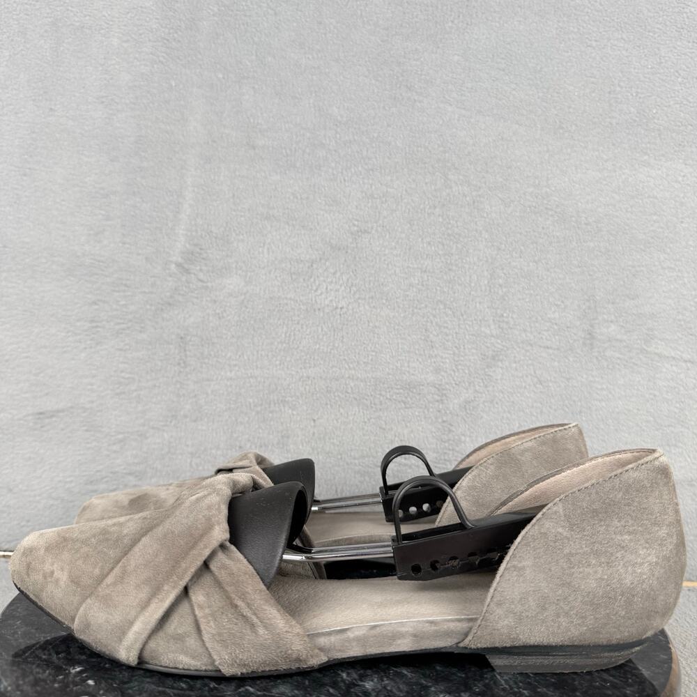 Eileen Fisher Suede Knotted d’Orsay Flats Taupe Pointed Toe Women’s Size 9.5 US